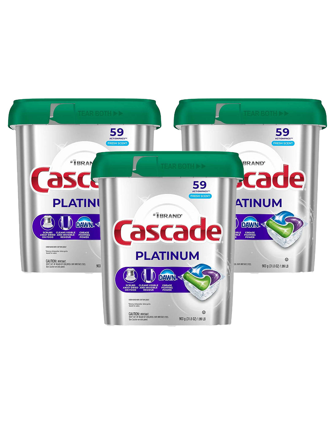 Cascade Detergente Lavavajilla Platinum Pods 3 x 59 unid - Puntolimpieza