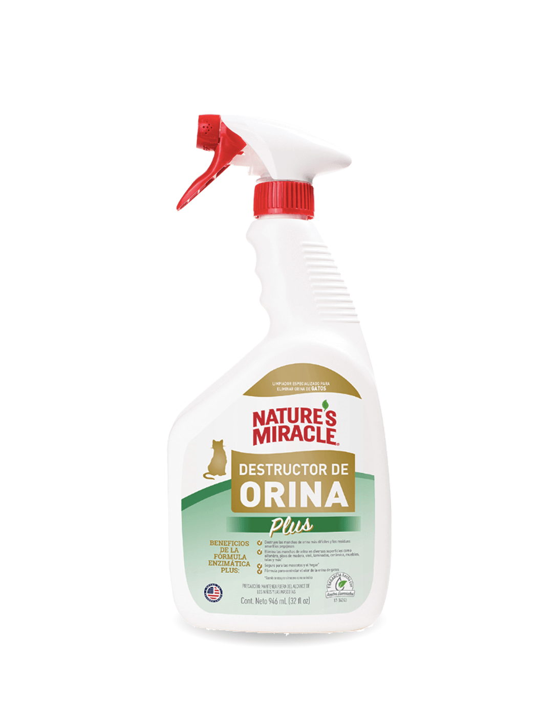 Natures Miracle Destructor de Olores y Residuos de Orina Gato 946 ml - Puntolimpieza