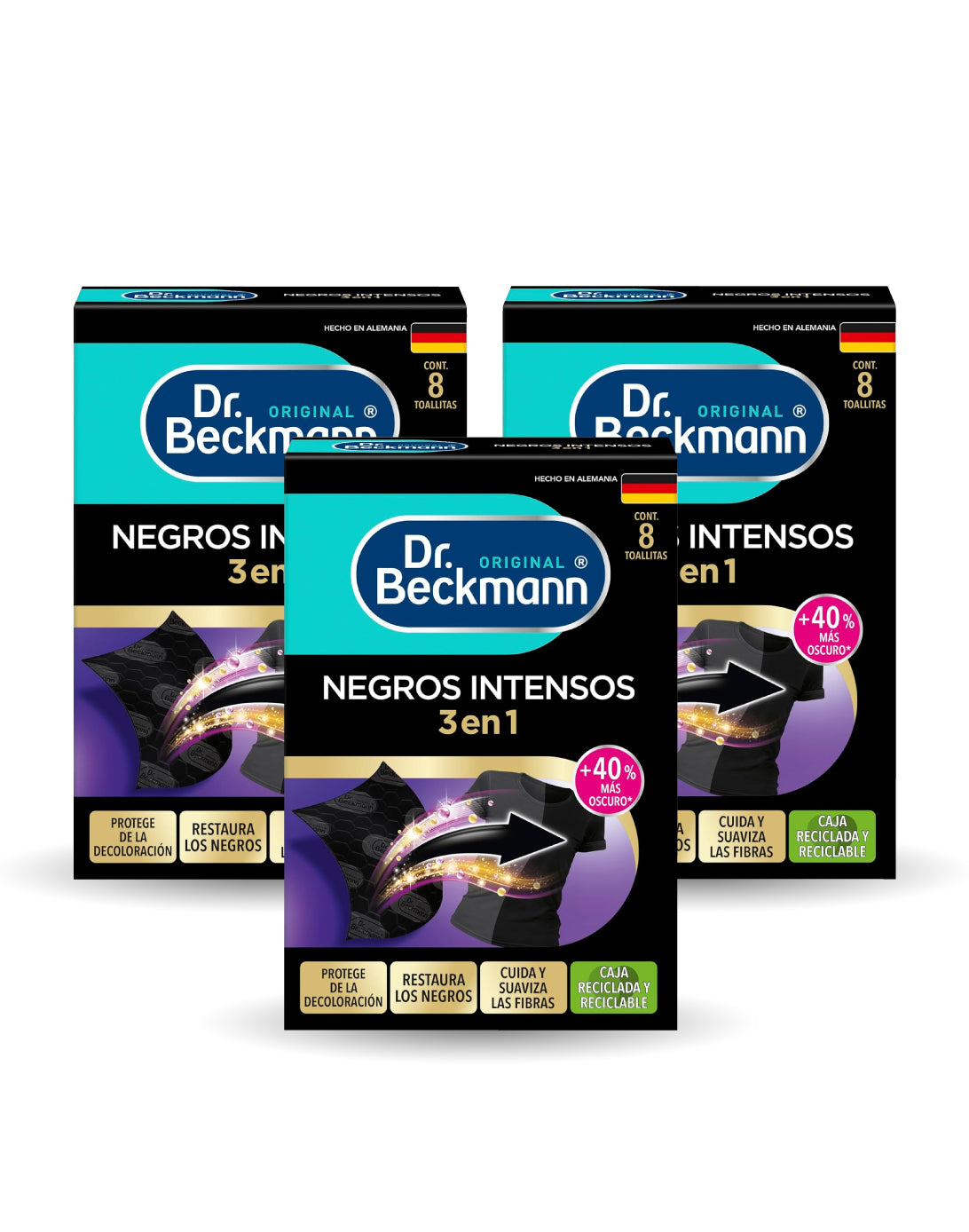 Dr. Beckmann Toallas Negros Intensos 3 x 8 unid - Puntolimpieza
