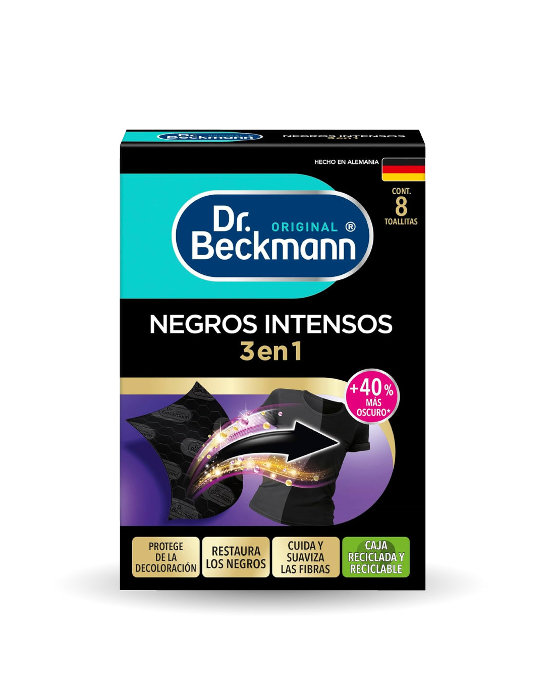 Dr. Beckmann Toallas Negros Intensos 8 unid - Puntolimpieza