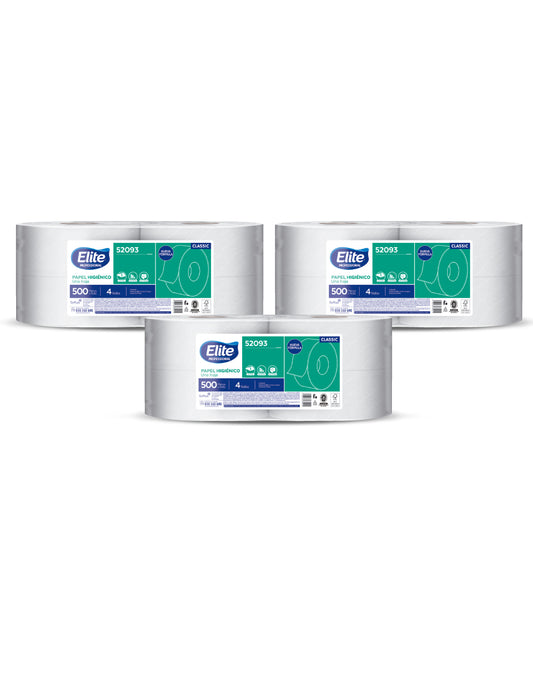 Elite Papel Higiénico Classic Una Hoja 500m 3 x 4 rollos - Puntolimpieza