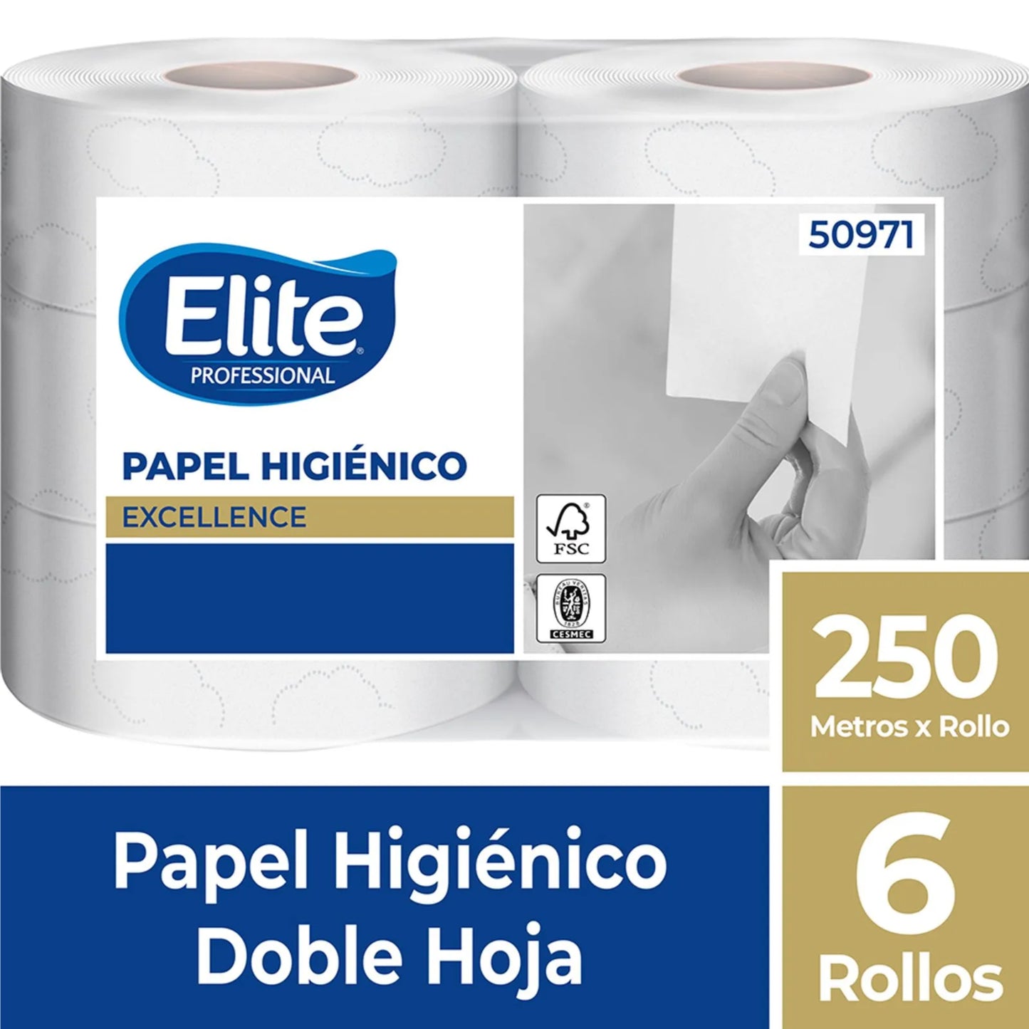 Elite Papel Higiénico Jumbo Doble Hoja 250m 6 rollos - Puntolimpieza