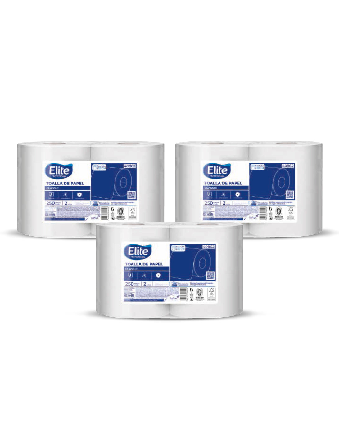 Elite Toalla De Papel Classic Una Hoja 250m 3 x 2 rollos - Puntolimpieza