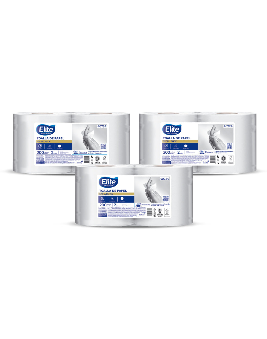 Elite Toalla de Papel Jumbo Doble Hoja 200m 3 x 2 rollos - Puntolimpieza