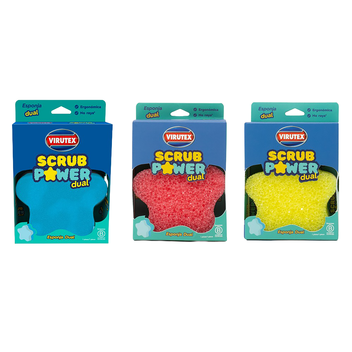 Virutex Esponja dual Scrub Power - Colores Aleatorios 1 unid