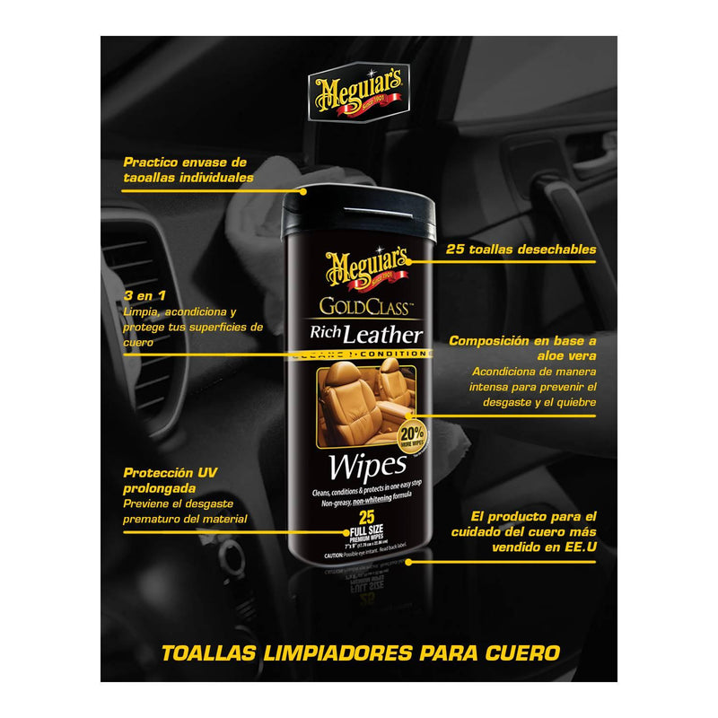 Meguiar's Wipes Cuero Gold Class 25 unid - Puntolimpieza