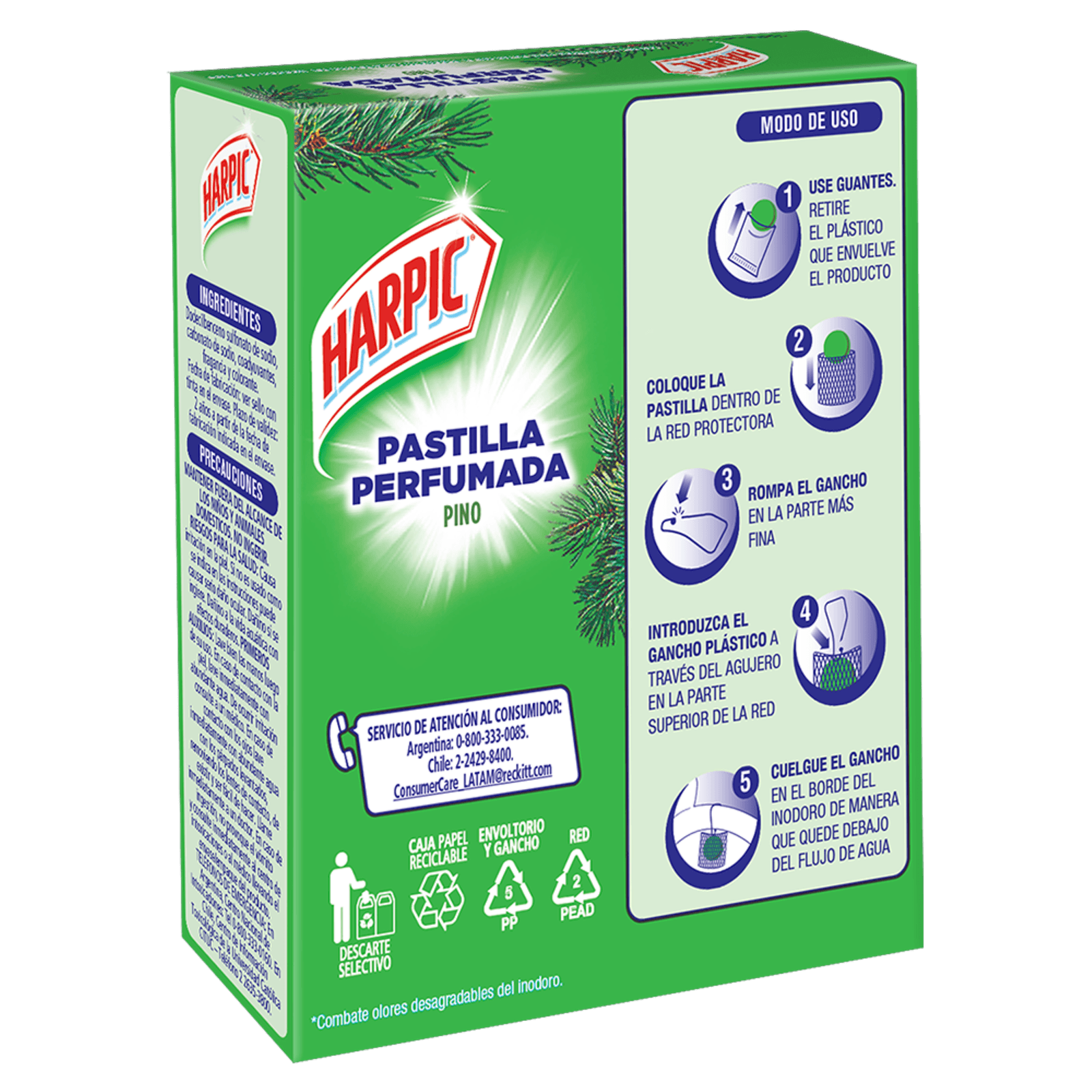 Harpic Pastilla WC Limpia y Aromatiza Pino 1 unid - Puntolimpieza