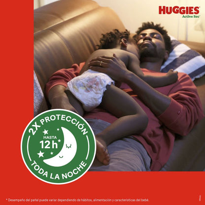 Huggies Pañales Bebé Active Sec XXXG 48 unid - Puntolimpieza