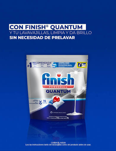 Finish Quantum Lavavajilla Tabletas Todo en uno 15 unid