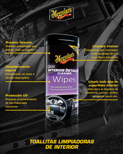 Meguiar's Wipes Quik Detailer Interior 25 unid - Puntolimpieza