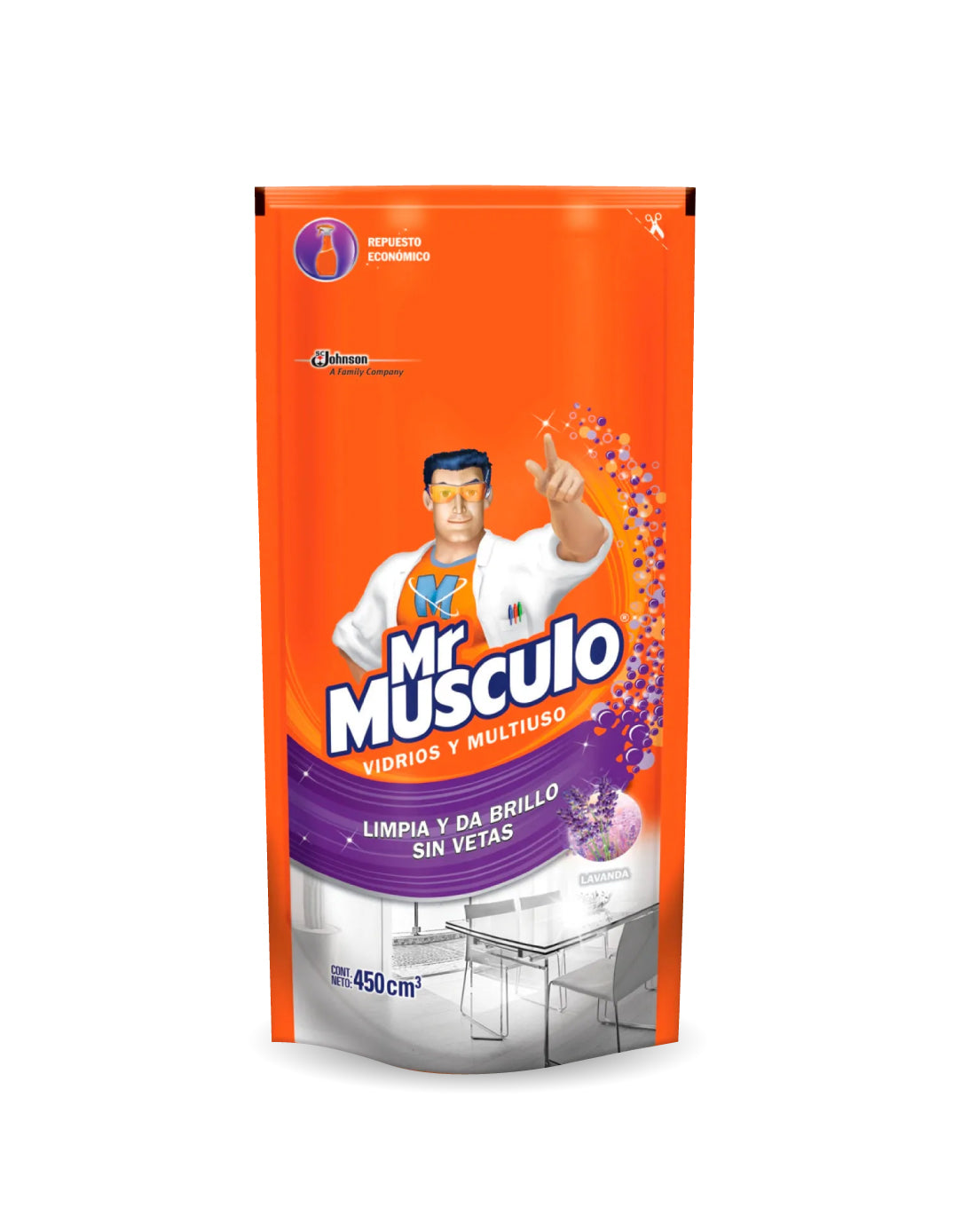 Mr Musculo Limpiador vidrios y multiuso lavanda recarga 450 cc - Puntolimpieza