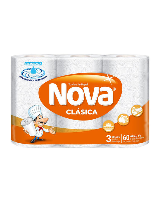 Nova Toalla de Papel 12 metros 3 rollos - Puntolimpieza