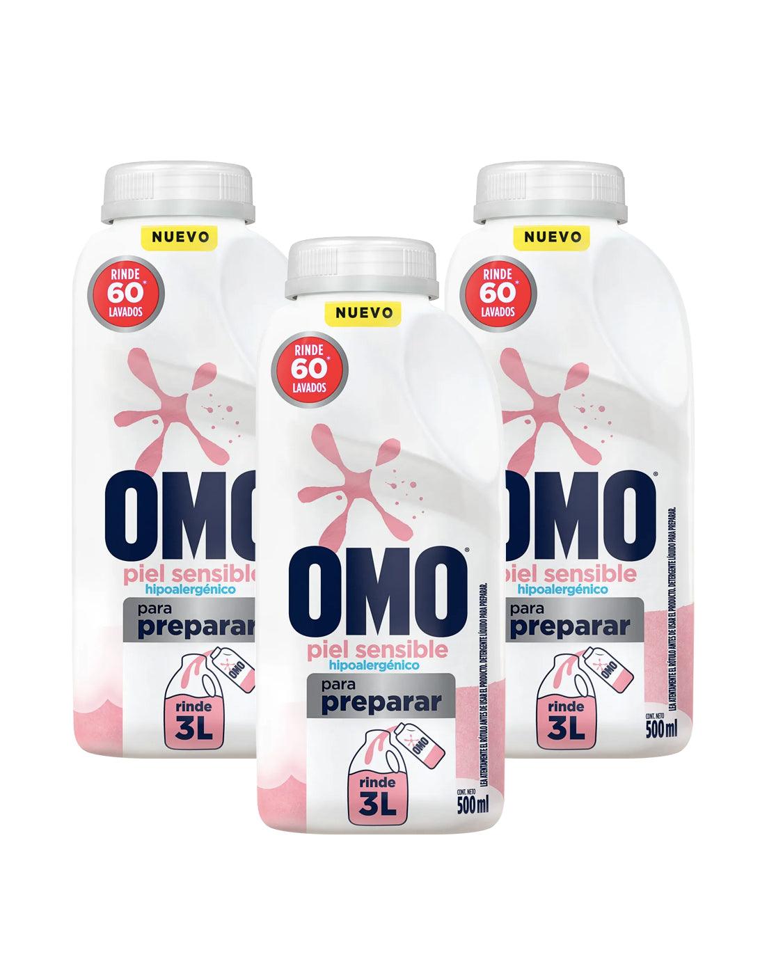 Omo Detergente Liquido Piel Sensible Para Diluir 3 x 500 cc - Puntolimpieza