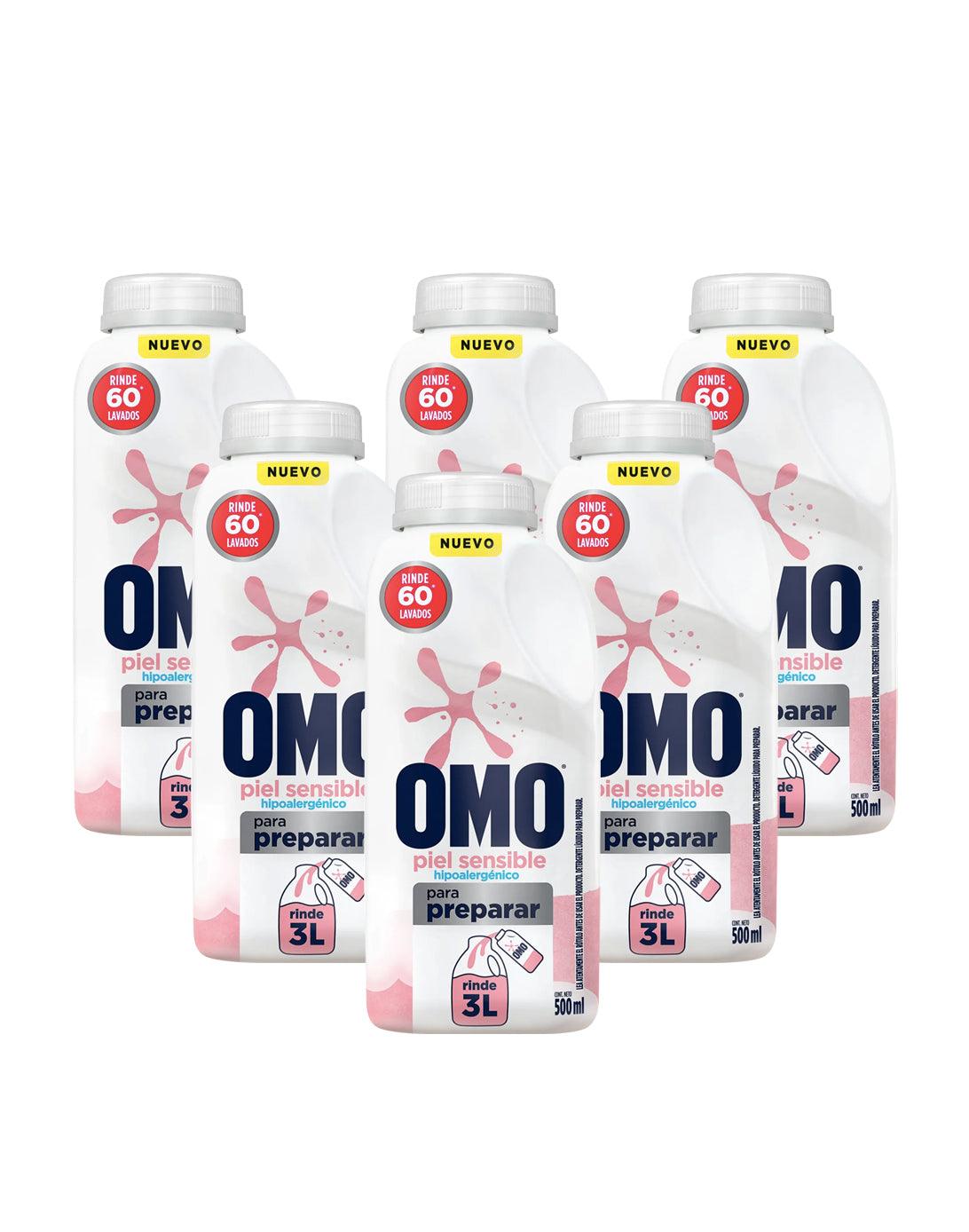 Omo Detergente Liquido Piel Sensible Para Diluir 6 x 500 cc - Puntolimpieza