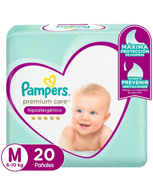 Pampers Pañales Bebé Premium Care M 20 unid - Puntolimpieza