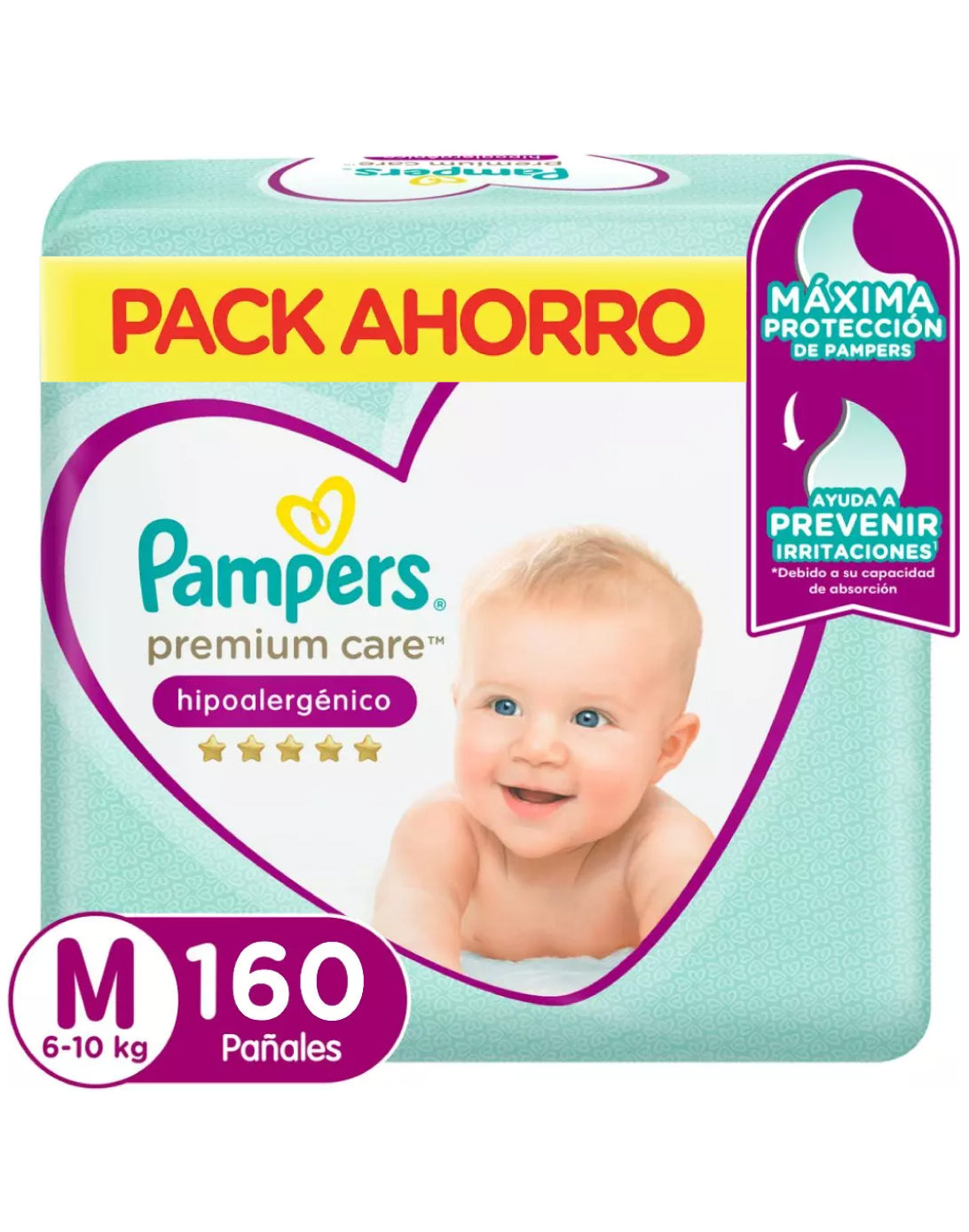 Pampers Pañales Bebé Premium Care M 8 x 20 unid - Puntolimpieza