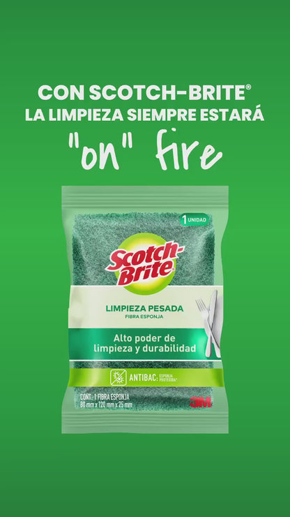 Scotch-Brite Esponja Abrasiva Limpieza Pesada Pack 10 unid