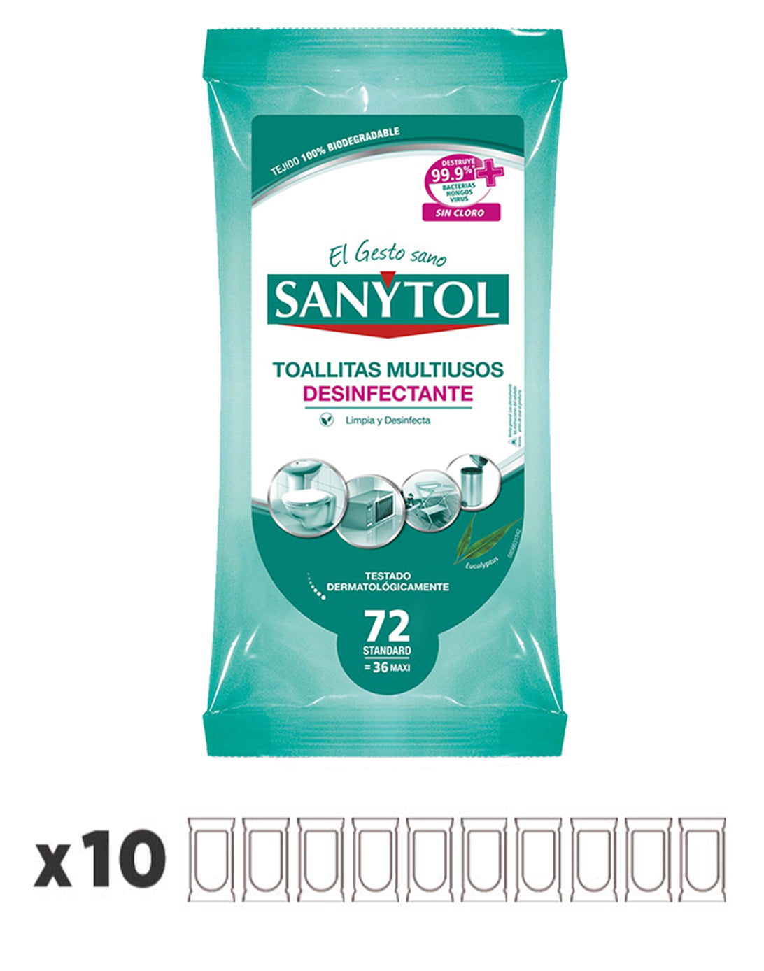 Sanytol Toallas Humedas Desinfectantes 10 x 36 unid - Puntolimpieza