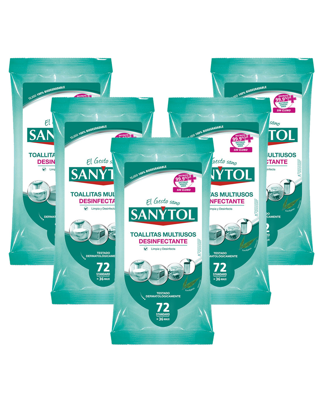 Sanytol Toallas Humedas Desinfectantes 5 x 36 unid - Puntolimpieza