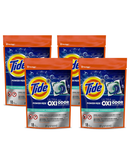 Tide Power pods Ultra OXI - Odor eliminators 4 x 18 unid - Puntolimpieza