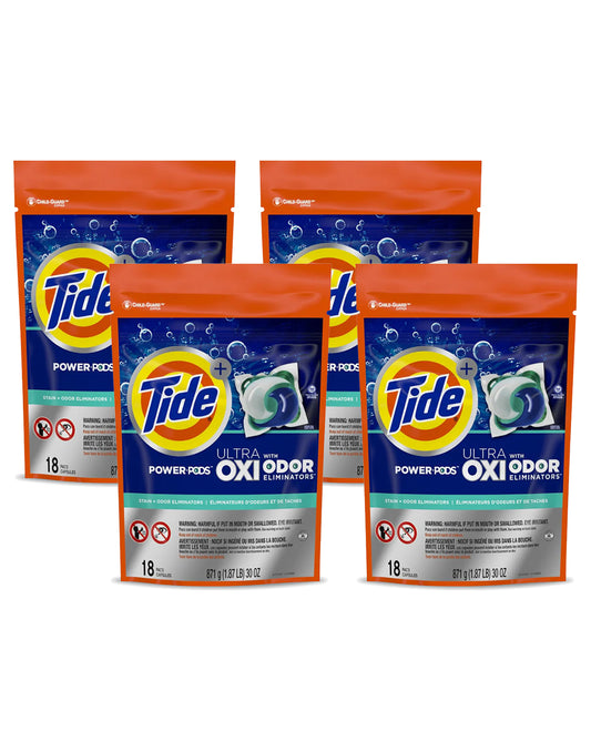 Tide Power pods Ultra OXI - Odor eliminators 4 x 18 unid - Puntolimpieza