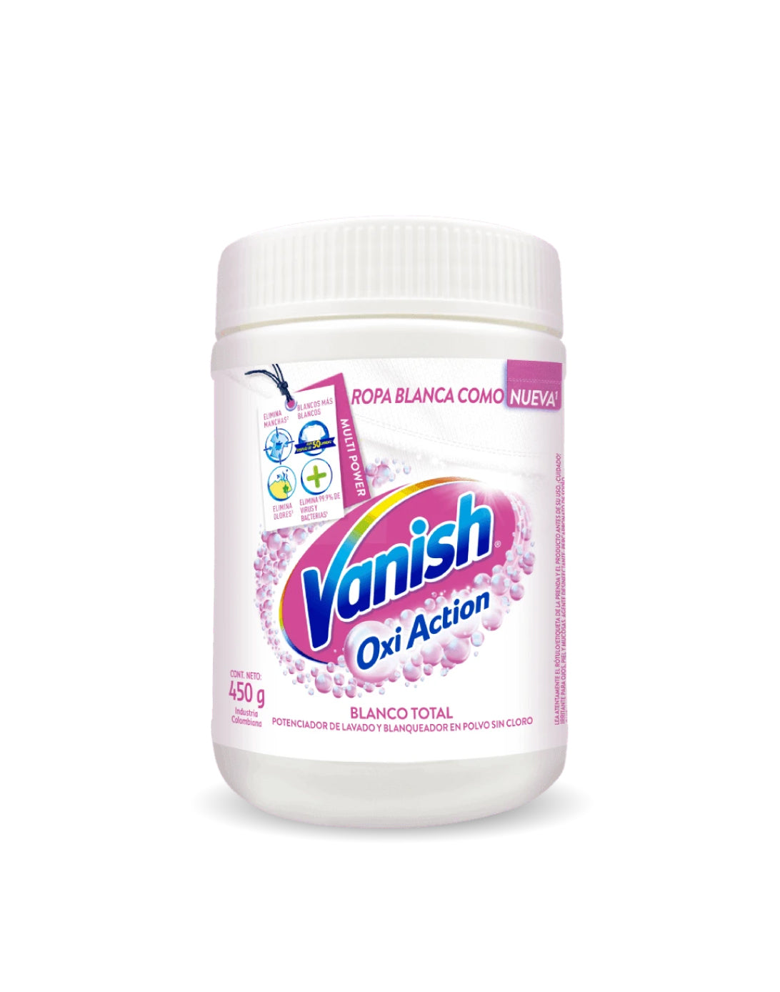 Vanish Quitamanchas ropa blanca polvo pote 450 gr - Puntolimpieza