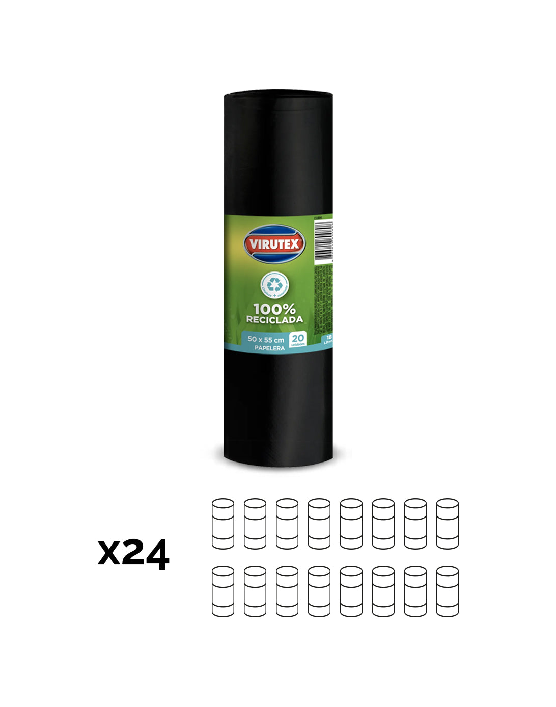 Virutex Bolsa de Basura Papelero 50 x 55 cm 24 x 20 unid - Puntolimpieza