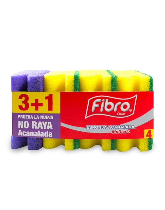 Fibro Esponja Acanalada 3 + 1 No rayas 4 unid - Puntolimpieza