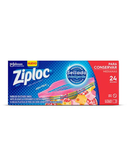 Ziploc Bolsa Hermetica Mediana para Conservar 24 unid - Puntolimpieza