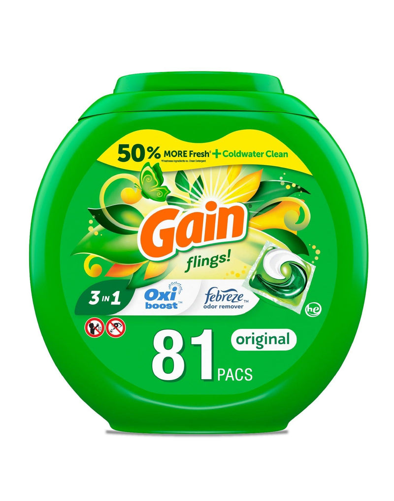 Gain Pods Flings Detergente en capsulas 81 unid - Puntolimpieza