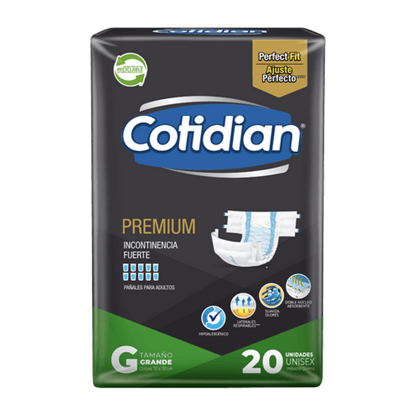 Cotidian Pañales Adulto Premium Talla G 20 unid