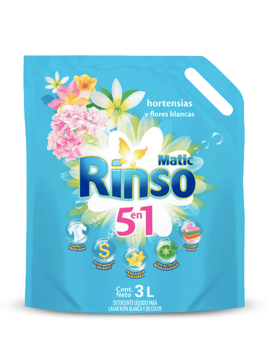 Rinso Detergente Líquido Doypack Hortensias y Flores Blancas 3 L - Puntolimpieza