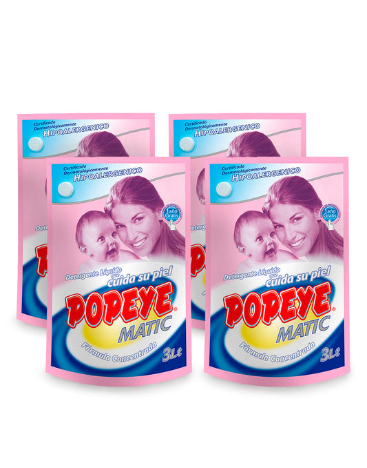 Popeye Detergente liquido hipoalergenico Doypack 4 x 3 L