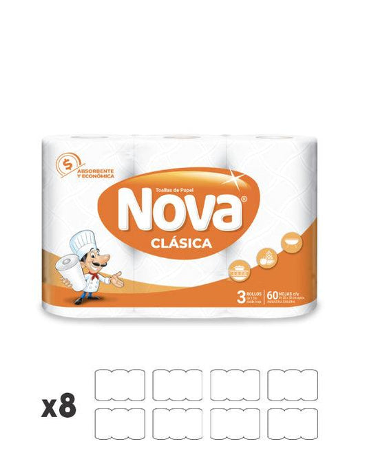 Nova Toalla de Papel 12 metros 8 x 3 rollos - Puntolimpieza