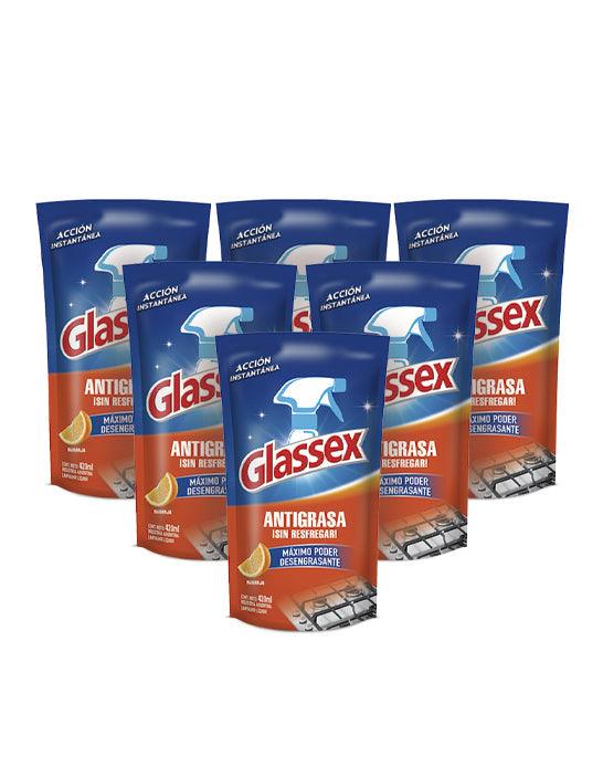 Glassex Antigrasa naranja recarga 6 x 420 cc - Puntolimpieza