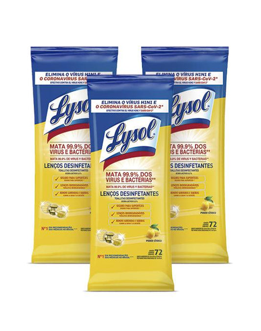 Lysol Toallas Desinfectantes Citrus 3 x 72 unid - Puntolimpieza