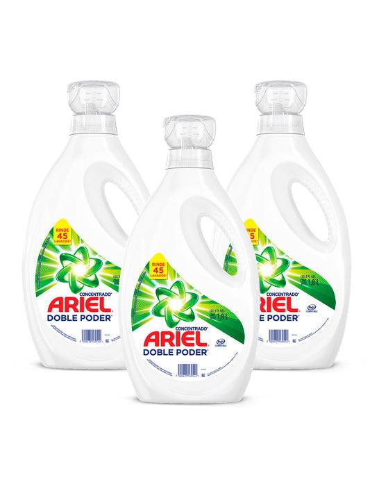 Ariel Power Liquid Detergente liquido concentrado 3 x 1,8 L - Puntolimpieza