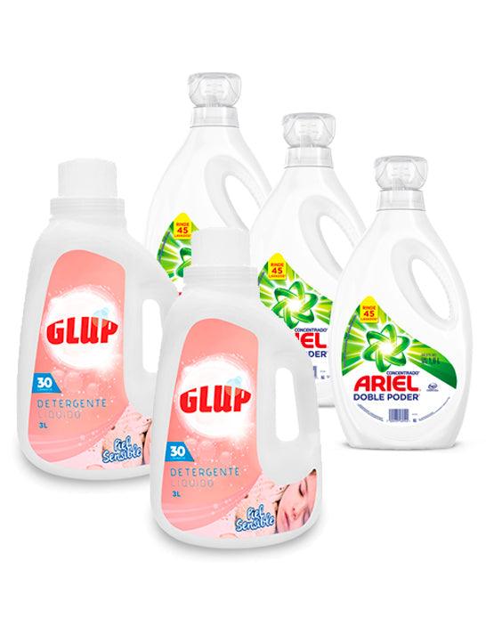 Pack 3 Ariel 1.8L + 2 Glup Piel Sensible 3L PACK - Puntolimpieza