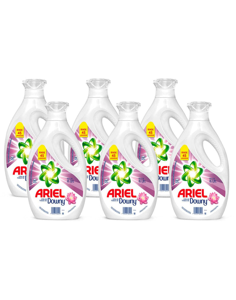 Ariel Power Liquid Detergente liquido concentrado + Toque Downy 6 x 1,8 L - Puntolimpieza