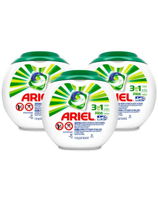 Ariel Power Pods Detergente en capsulas 3 x 57 unid - Puntolimpieza