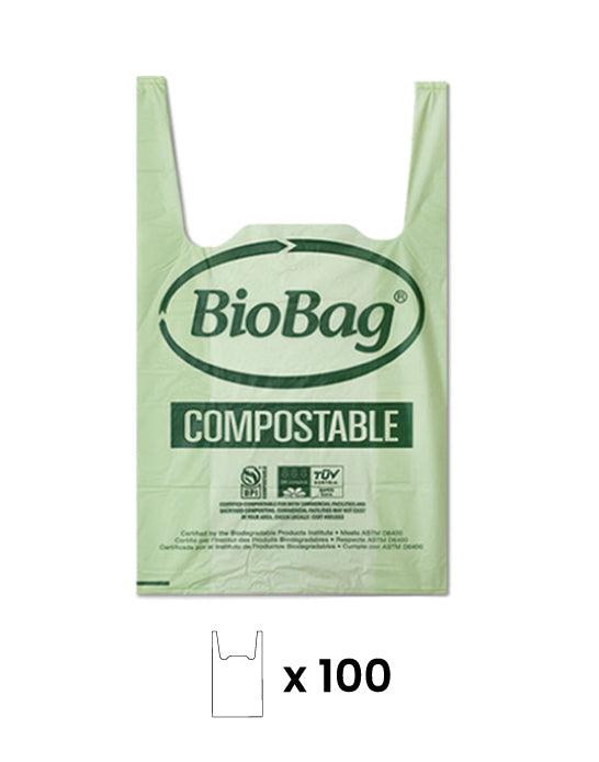 BioBag Bolsas de Basura Compostable Camiseta 100 unid de 45 x 50 - Puntolimpieza