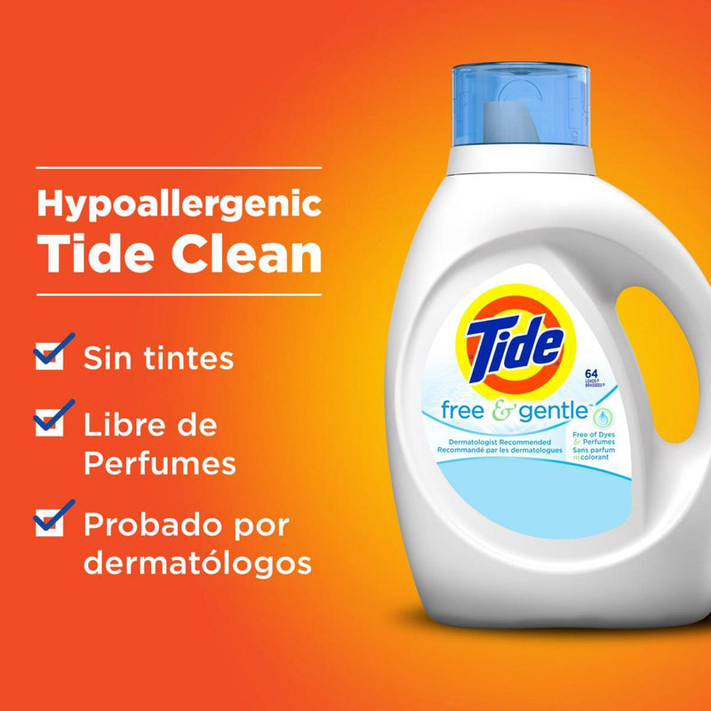 Tide Free&Gentle Detergente liquido concentrado 1,36 L - Puntolimpieza