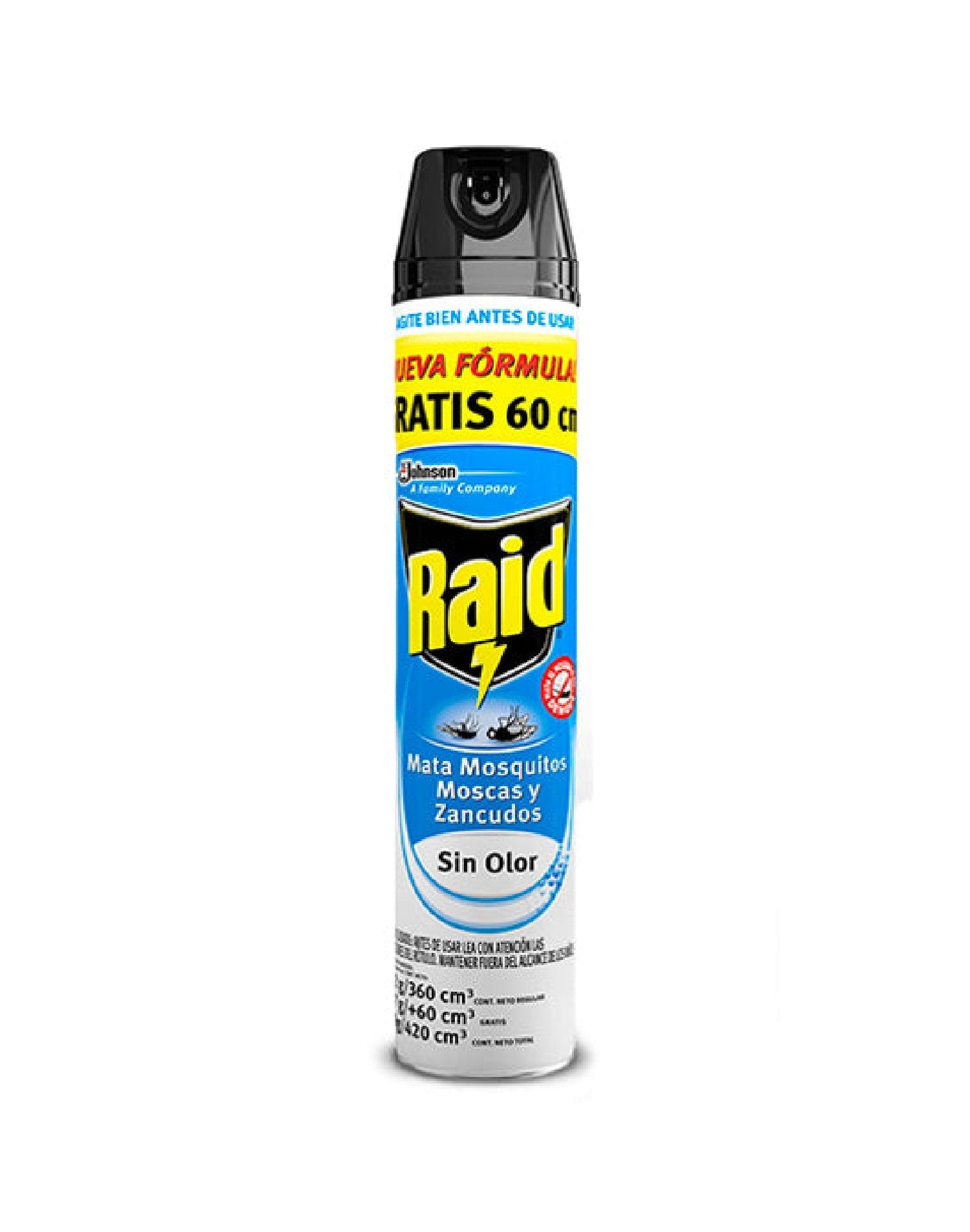 Raid Insecticida Mata Moscas, Mosquitos y Zancudos sin olor 420 cc - Puntolimpieza