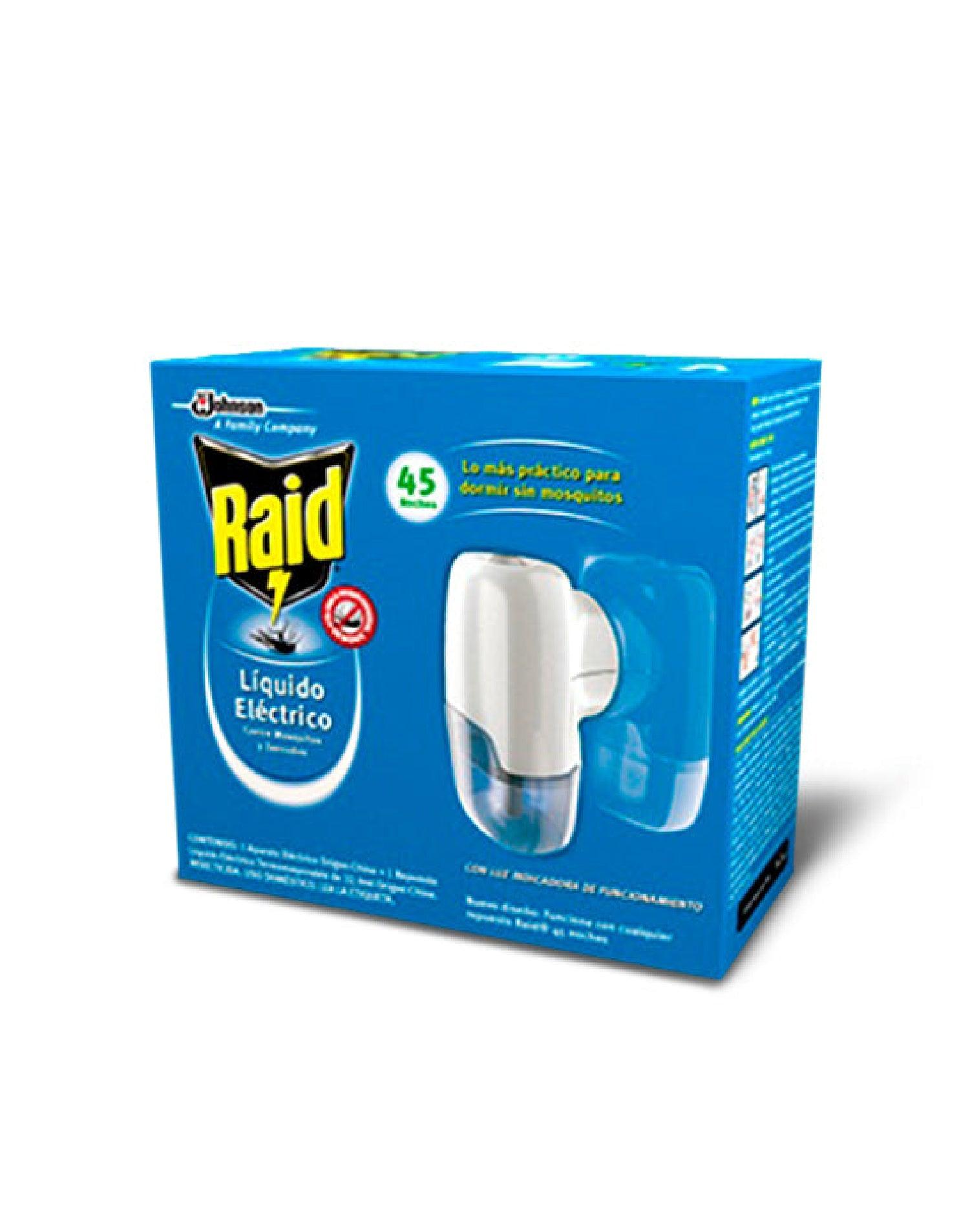 Raid Aparato Insecticida Liquido Electrico 45 noches Mosquitos y Zancudos 32,9 cc - Puntolimpieza