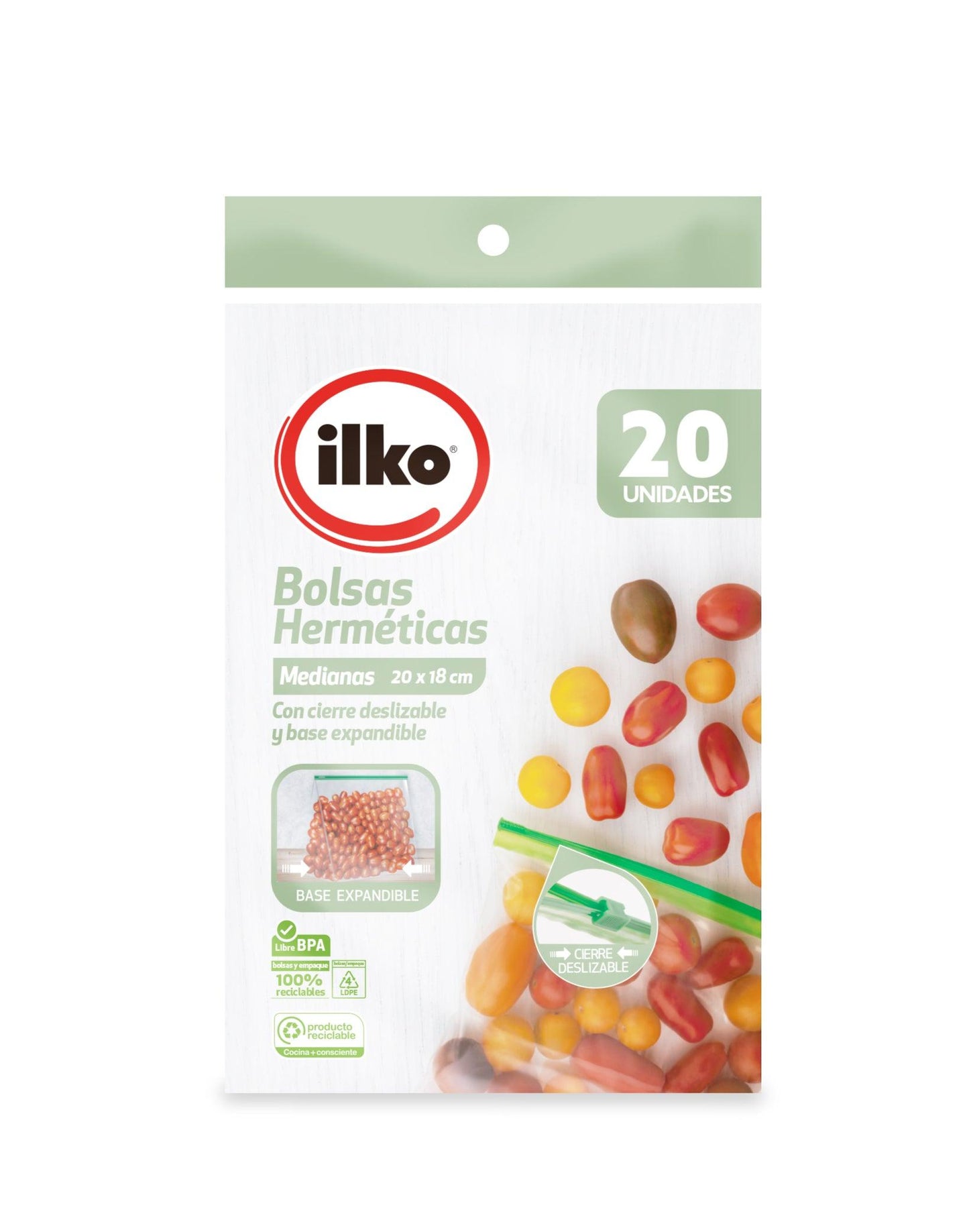 Ilko Bolsa Hermética Mediana con Base 20x18 cm 20 unid - Puntolimpieza