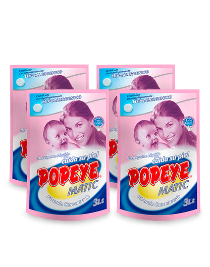 Popeye Detergente liquido hipoalergenico Doypack 4 x 3 L - Puntolimpieza